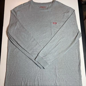 Adult XL Coleman Brand Long Sleeve Shirt w Pocket Grey T-Shirt - Picture 1 of 6