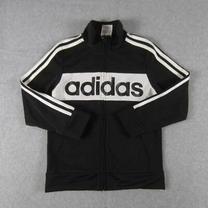 ADIDAS Track Jacket Boys Size 6 Black Full Zip Spellout Logo - Picture 1 of 15