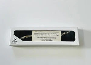 Pulsera de cristal pavimentada de cisnes Swarovski placa de oro eslabón cuadrado firmado 7,5"" 24 gramos - Imagen 1 de 6