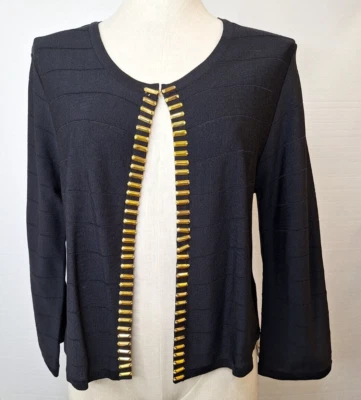 Cárdigan suéter tejido manga larga abierto J. Peterman talla XL negro/dorado Foto 1 de 4