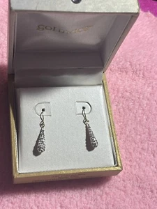 14K Yellow Gold Swarovski Crystal Drops Earrings 14k Gold .73G 1.31in 14k - Picture 1 of 10