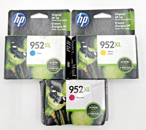 Inchiostri originali HP 952XL giallo magenta e ciano - scaduti 2020 - Foto 1 di 5