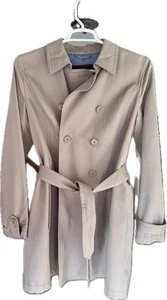 Coach Short Trench Coat Womens Double Breasted Lightweight Jacket Beige Sz L - Picture 1 of 8