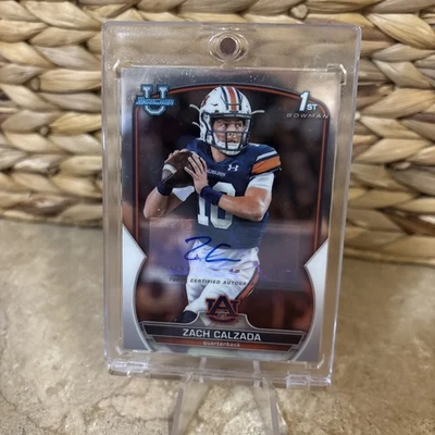 🏈 2022 Bowman Chrome University ZACH CALZADA Auto    -  Auburn - Image 1 of 2