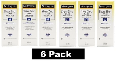 6 x NEUTROGENA 59mL SHEER ZINC FACE DRY TOUCH SUNSCREEN LOTION SPF 50 BRAND NEW - Image 1 of 4