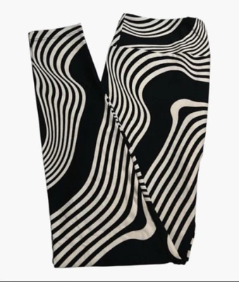 LuLaRoe Leggings TC Tall Curvy BLACK WHITE Stripe Halloween GROOVY Hippie Casual - Image 1 of 4