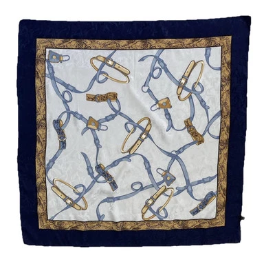 Preciosa bufanda para mujer sin marca con patrón de cinturón de equitación de seda 35/35 pulgadas PEC Foto 1 de 4