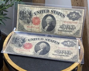 1917 $1 ONE DOLLAR LEGAL TENDER RED SEAL LARGE NOTE | TWO NOTES - Picture 1 of 9