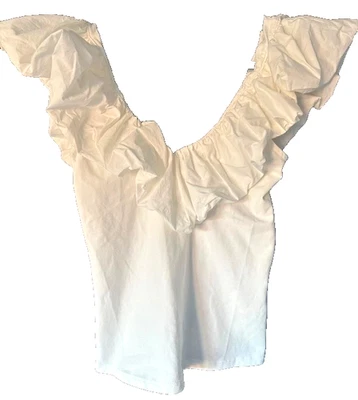 H&M White Balloon Ruffle off the shoulder top Size XS - Image 1 of 4