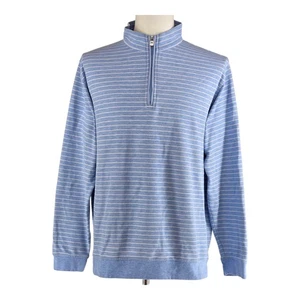 Quiet Luxury Peter Millar Quarter Zip Pullover Men’s XL Blue Stripe Modal Blend - Picture 1 of 15