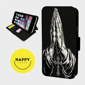 PRAYER HANDS ROSENKRANZ KUNST - Kunstleder Klapp Handy Hülle Cover - iPhone/Samsung - Bild 1 von 5