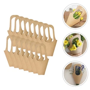 15pcs Kraft Paper Flowers Bags Bouquet Bags with Handle Flowers Wrapping Paper - Picture 1 of 12