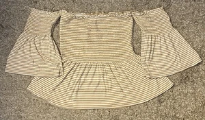 Top corto Newbury Kustom Girls S dorado/blanco con volantes/acampanado 3/4 mangas separadas - Imagen 1 de 8