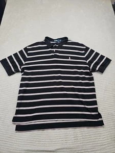 Polo Ralph Lauren Shirt Mens 2X Striped Black & Pink Polo Short Sleeve - Picture 1 of 6