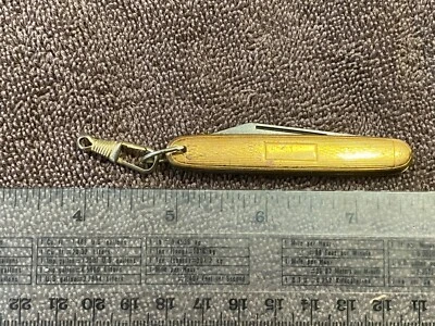 Llavero Llavero Navaja de Bolsillo Hoja 2" Vintage Tono Dorado Colonial Prov EE. UU. Foto 1 de 4