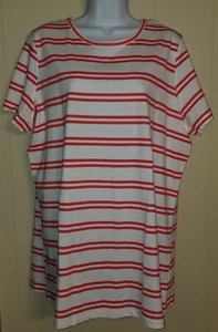 White with Red Striped T-Shirt by Woman Within NWOT Size 18/20 #605#209 - Picture 1 of 3