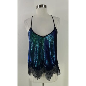 May & July Y2K Sequin Lace Whimsigoth Strappy Womens Top M - Picture 1 of 8