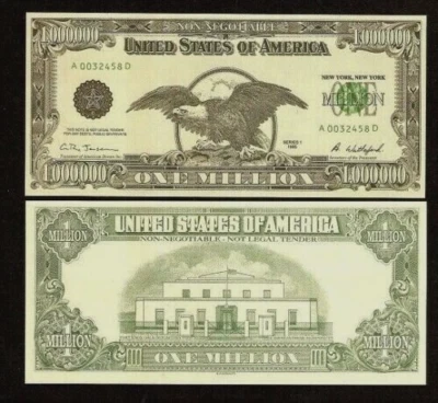 1,000,000 x 1 MILLION DOLLAR Realistic 1995 Fort Knox Gold Depository FUN MONEY - Image 1 of 3