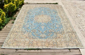 Alfombra Turca 82''x117'' Vintage Color Claro Silenciado 6x9 Alfombra Alfombra Oushak 210x298cm - Imagen 1 de 11