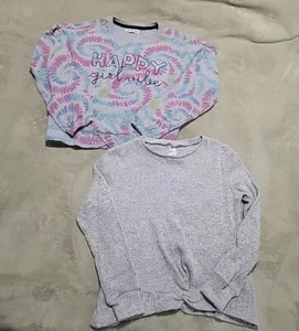 Girls Size 14 Lot Of 2 Long Sleeve Gray Sweater/shirt Carters/Love Republic - Picture 1 of 16