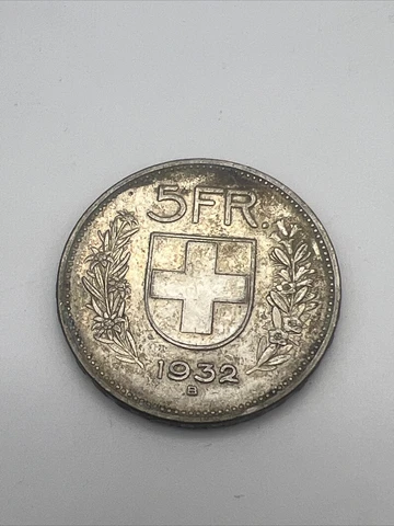 1932 B Confoederatio Helvetica 5FR Swiss Silver Coin Cover