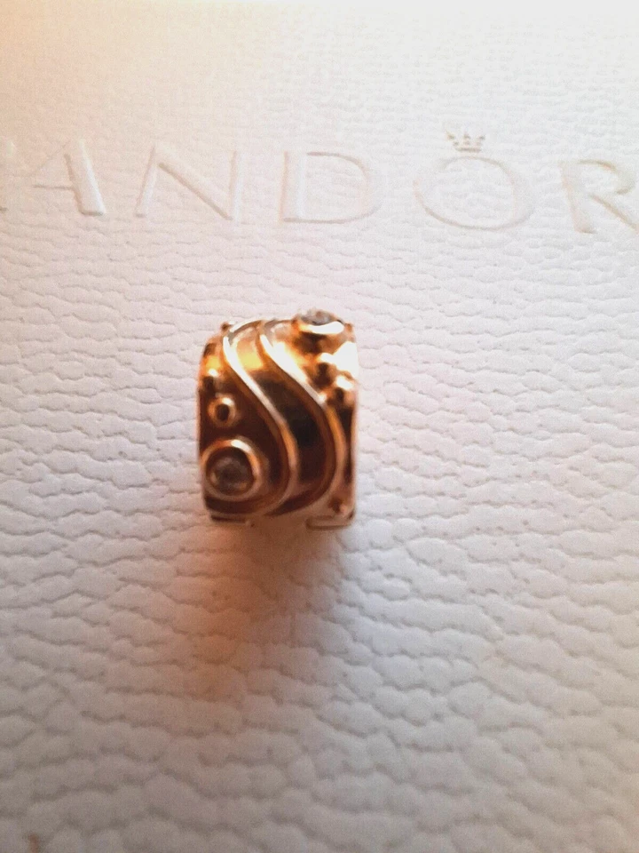 Neuen Pandora Clip Wellen 750418D in 14 Karat mit Diamanten - Bild 1 von 4
