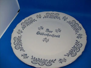 Teller "Zur Silber-Hochzeit" Ø 26 cm Porzellan Silberschrift - Bild 1 von 5