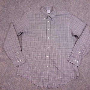 Brooks Brothers Button Up Shirt Medium Regent Fit Supima Cotton Gray Plaid - Picture 1 of 7