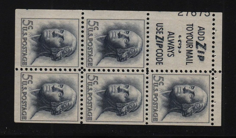 1962 Washington Sc 1213a pane Slogan 3 MNH 50% plate number 27672 CV $29 - Image 1 of 1