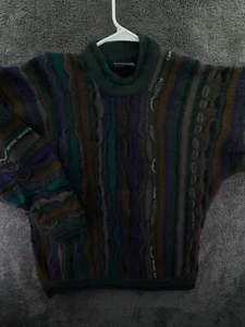 COOGI Pure New Wool Sweater Green Purple Pullover Knit Soft Large Australia Men - Picture 1 of 18