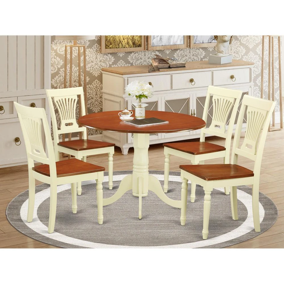 East West Furniture Dublin Wood 5-Piece Dining Set In Cherry Finish DLPL5-BMK-W