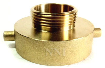 NNI 2-1/2" Female NST NH x 1-1/2" Male NST NH Brass Adapter Fire Hose or Hydrant