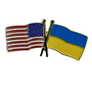 USA Ukraine Flagge Pin Revers Mütze Krawatte Tac NEU 28 mm goldfarbene Emaille - Bild 1 von 7