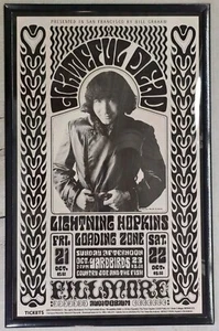 Grateful Dead & Lightning Hopkins 1966 Filmore Concert Poster 11 X 17 Framed - Picture 1 of 2