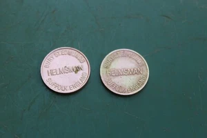 2 x  Brass  Locker Token Tokens Gaming Coin HELMSMAN 23mm 0.9" Bury St Edmunds - Picture 1 of 3