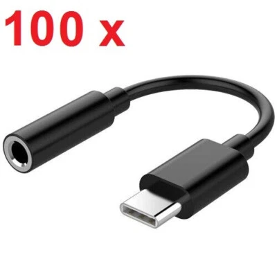 Lot 100 x USB-C Type-C to 3.5mm Female AUX Jack Adapters Headphone Cables 4inch - Image 1 of 4