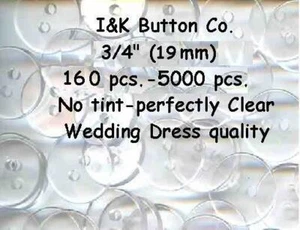 160 pcs. to 1000 pcs. Crystal Clear 2 hole Buttons 3/4" NEW 19mm for headbands - Picture 1 of 1