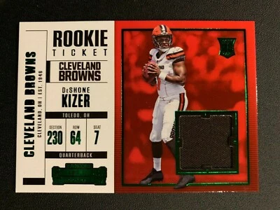 2017 Contenders Rookie Ticket DeShone Kizer RC Jersey Card (Green) SW-4 - Image 1 of 2