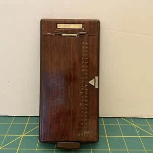 Vintage Bates Flip Up Open List Finder Secretary Model A Brown Woodgrain Metal - Picture 1 of 6