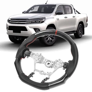 ⊹Carbon Fiber Steering Wheel Perforated Leather Steering Wheel For Hilux - Picture 1 of 12