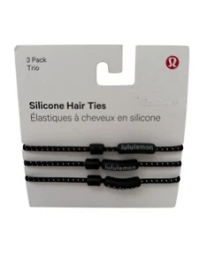 AUTH NIP NEW Lululemon 3 Pack Trio Silicone Black Hair Ties Scrunchies Ponytail - Picture 1 of 6