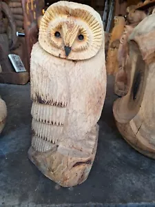 KETTENSÄGE SCHNITZEULE GROSSE GESCHENKIDEE ULME HOLZ HAUS GARTEN SKULPTUR KUNSTHANDWERK - Bild 1 von 8