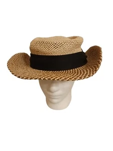 Walter Hagen Straw Golf Hat Panama Style Men's Beige Boaters Cap Wide Brimmed. - Picture 1 of 9