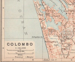 COLOMBO 1914 SRI LANKA ANTIQUE ORIGINAL MAP CITY PLAN කොළඹ கொழும்பு - Picture 1 of 6