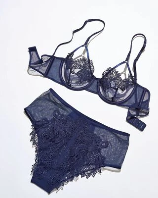 LUXE LINGERIE Victoria's Secret DRAGON Balconette Bra sz 36C / 80C & panty M  - Image 1 of 4