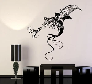 Vinyl Wall Decal Flying Firebringer Dragon Fantasy Fairy Tale Stickers (1261ig) - Picture 1 of 3