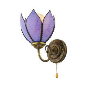 Flower Stained Glass Wall Sconce Tiffany One-light Wall Lamp with Pull Chain - Picture 1 of 7