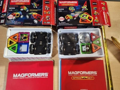 2 SETS!! Magformers Magnetic Building Wow Vehicle Set & SPACE Wow Set - Image 1 of 4