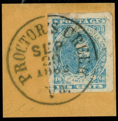 [VP07] Estados Confederados 1861 sc#CSA2 en pieza "Proctor's Creek" Cancelar certificado Foto 1 de 2