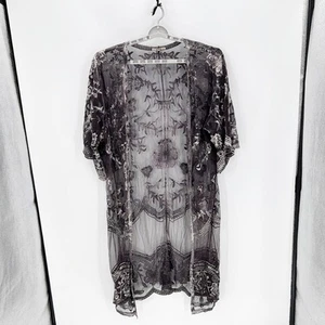 Gimmicks long purple lace kimono size S western bohemian hippie gypsy beach - Picture 1 of 9